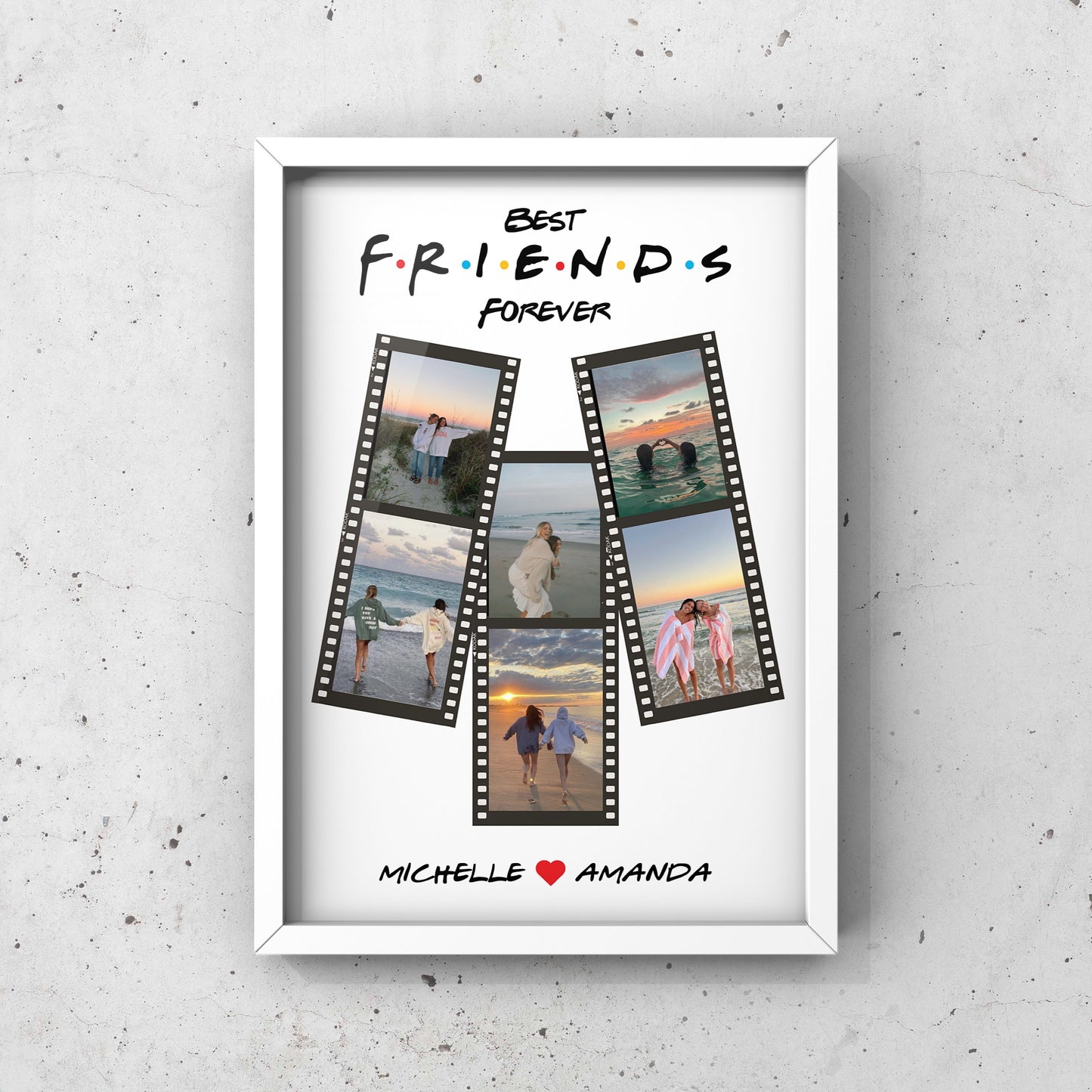 קולאז תמונות בהתאמה אישית בסגנון סדרת פריינדס ממוסגר