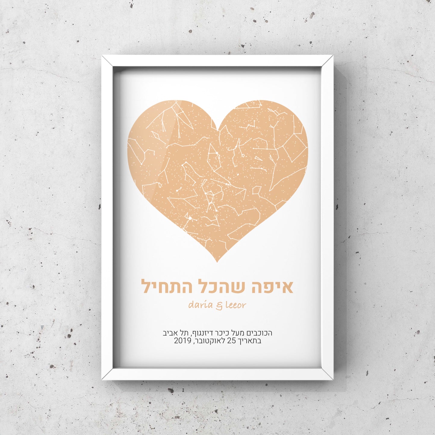 מפת כוכבים בהתאמה אישית לפי מיקום ותאריך