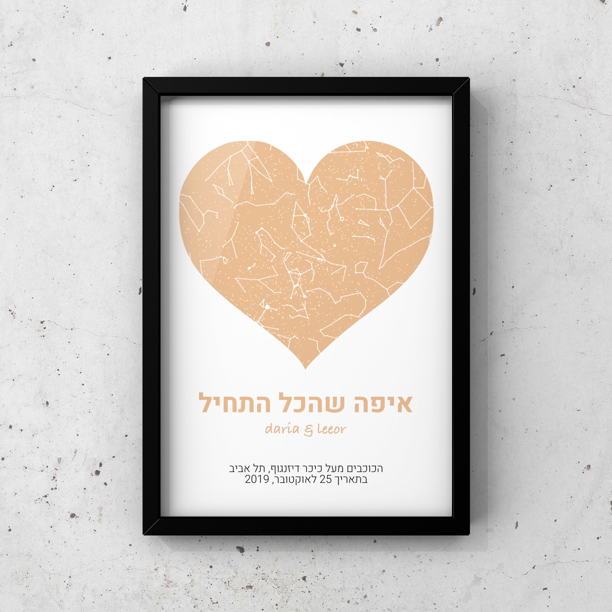 מפת כוכבים בהתאמה אישית לפי מיקום ותאריך