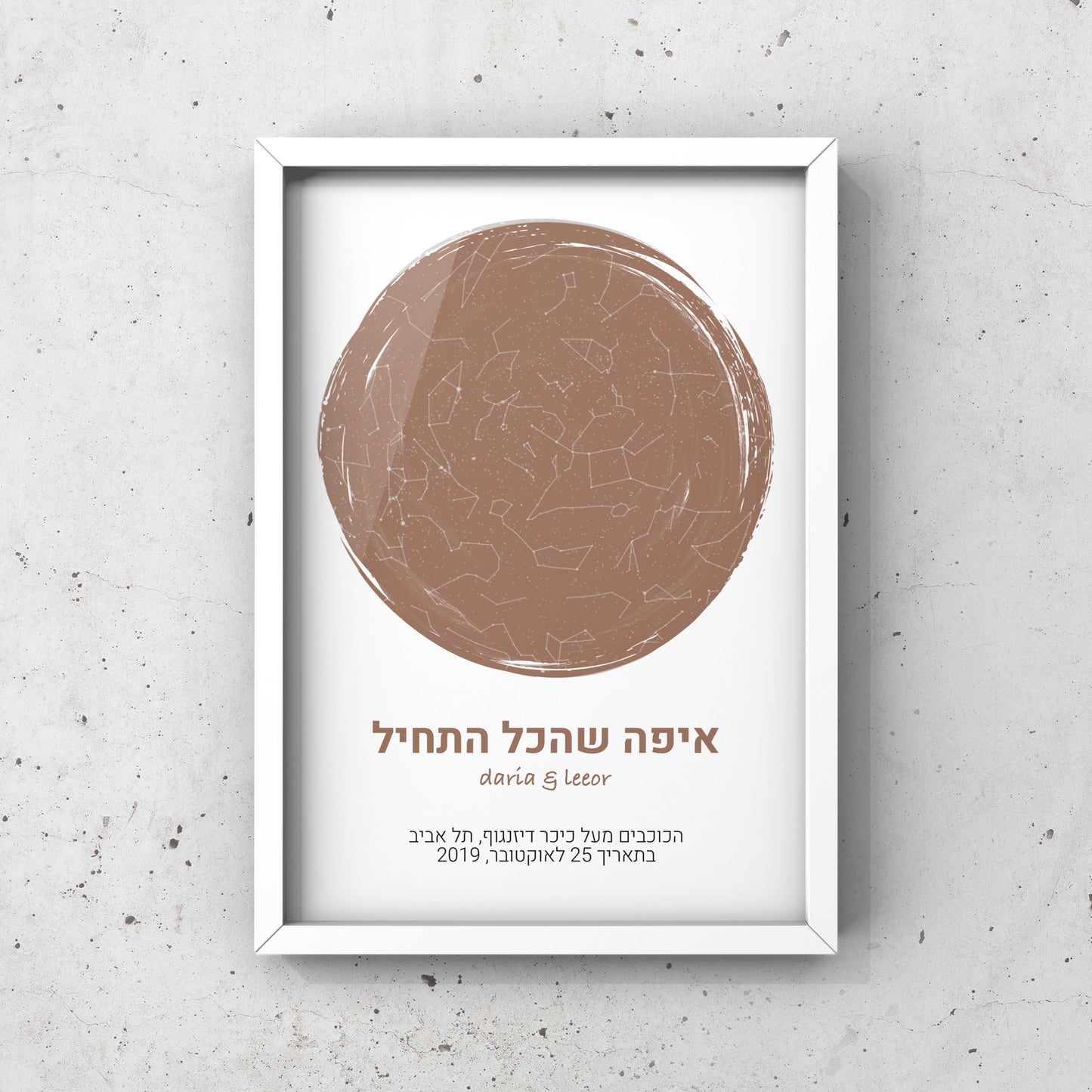 מפת כוכבים בהתאמה אישית לפי מיקום ותאריך
