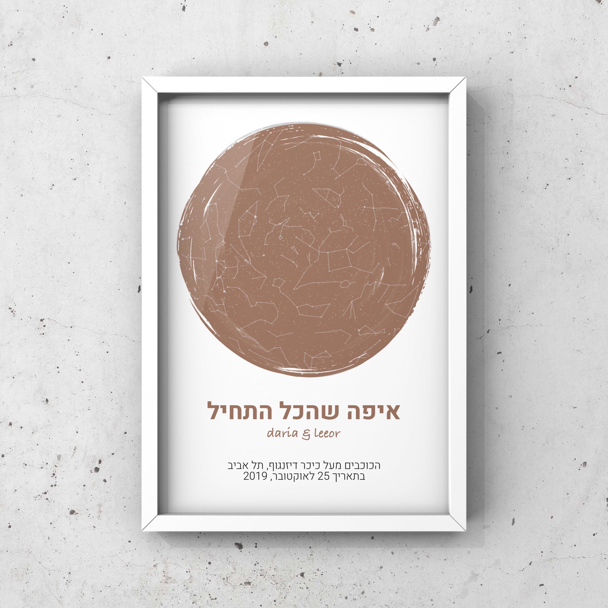 מפת כוכבים בהתאמה אישית לפי מיקום ותאריך